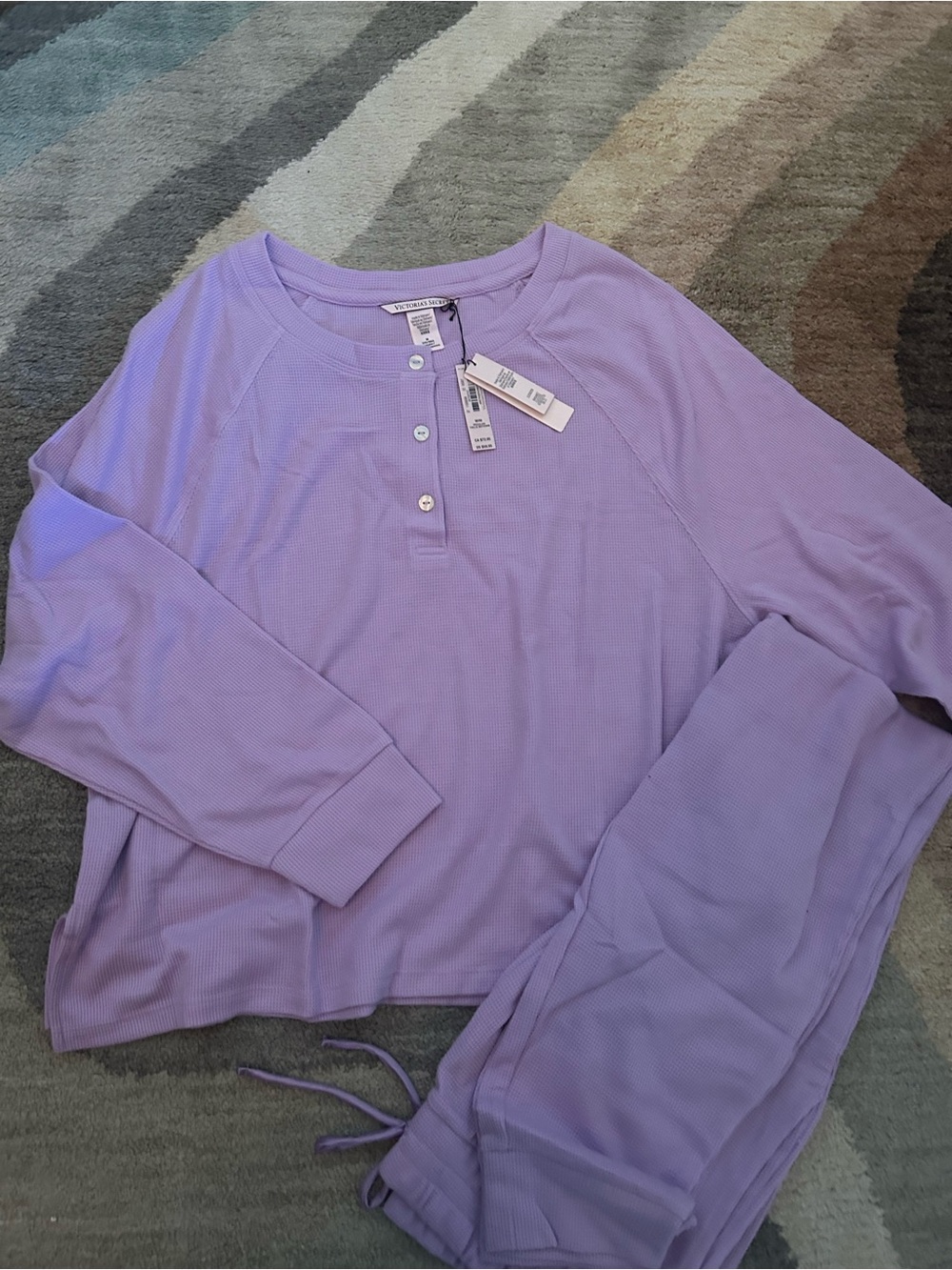 Victoria's Secret Lilac Thermal Henley Pajama Set